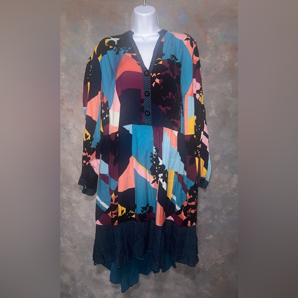 Anthropologie Colorful Abstract Print Dress